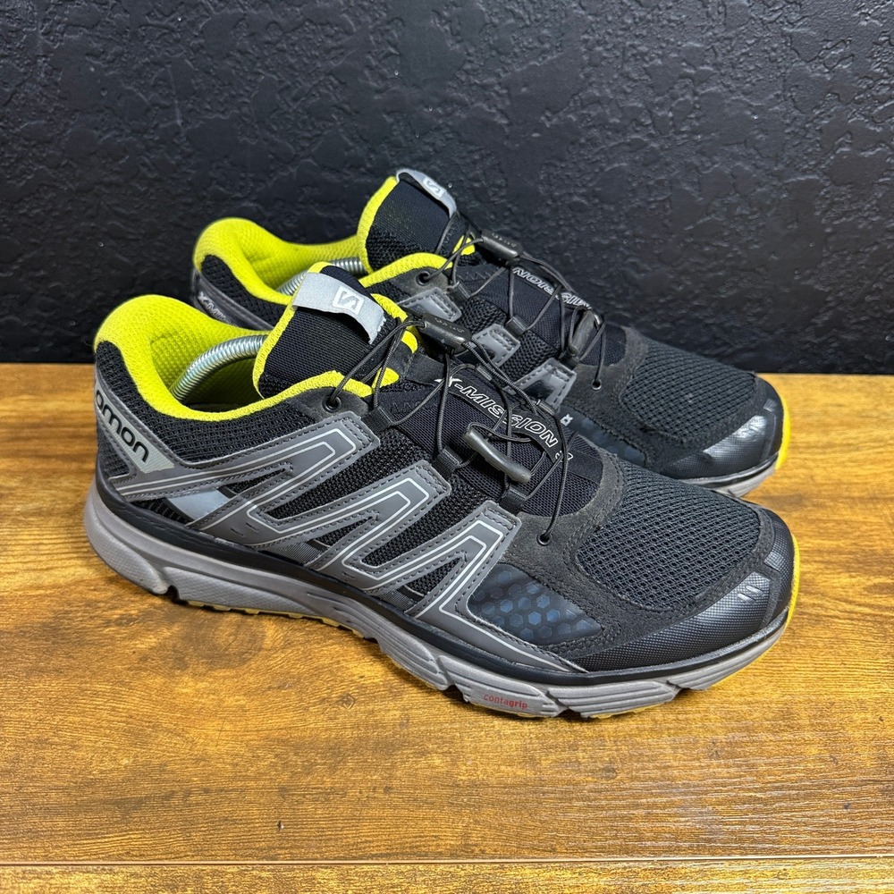Salomon X-Mission 3 393255 Black Yellow Mesh Trail Running Shoes Mens 11
